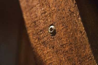 Ahşap işçiliği için ahşap tahta makro görünümlü altıgen cıvata