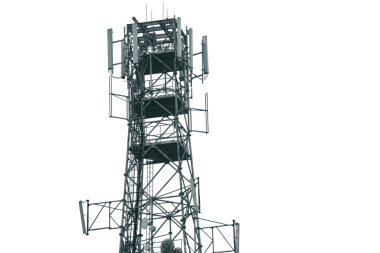 Beyaz arkaplanda antenli hücre kulesi