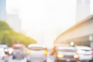Blurry city traffic jam with bokeh effect