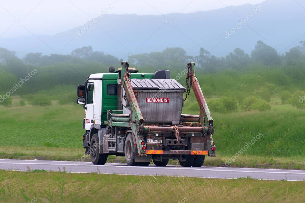 Waste disposal container truck branded Remondis 12.08.2025 Poland Europe