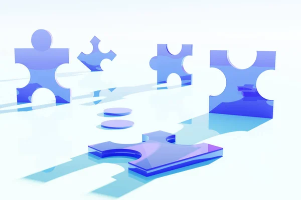 Parlak mavi yapboz parçaları bağlanmaya hazır.