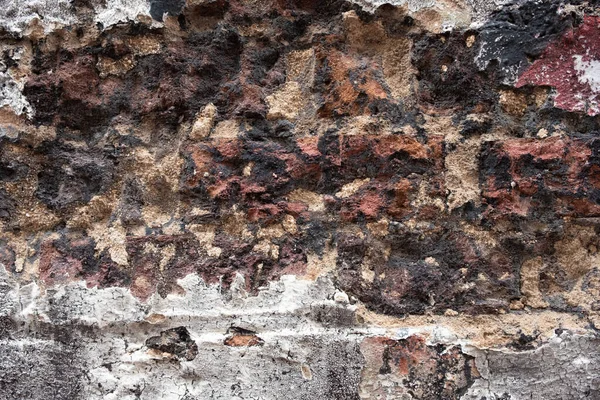 Ladrillo Viejo Erosionado Con Mucha Pintura Desgaste — Foto de Stock