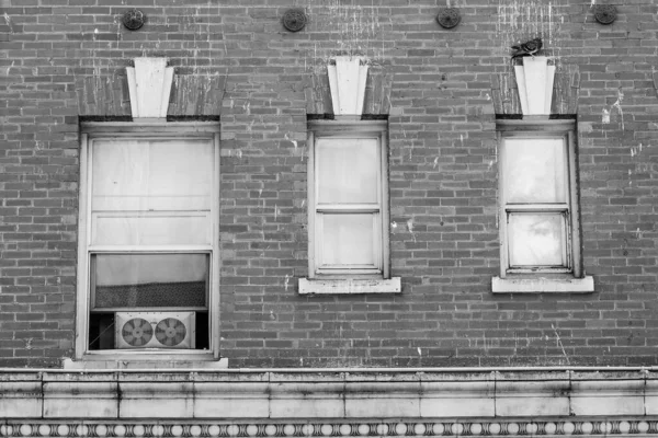 Traditionelle Fenster Und Architektur Mit Vogelkot Und Tauben Seattle — Stockfoto