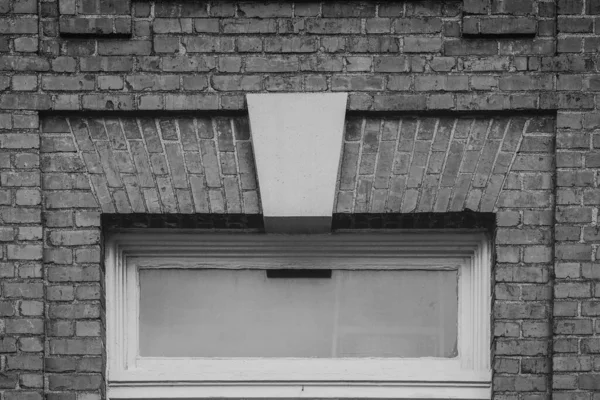 Old Transom Window Solid Brick Monochrome — Stock Photo, Image
