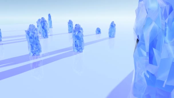 3Dレンダリングされた氷のアニメーション 柱のような滑らかな平野を滑らかに滑る — ストック動画
