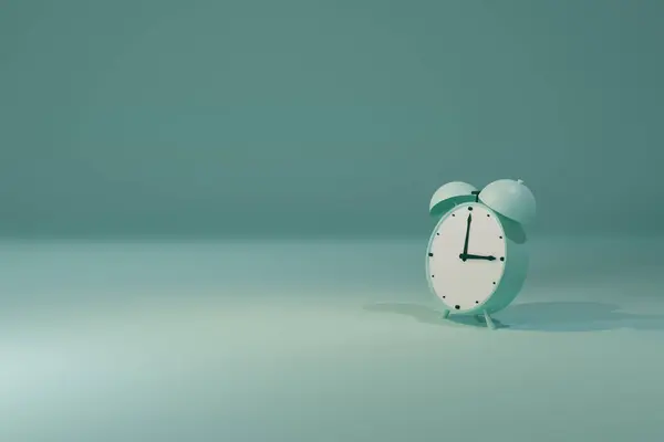 3d render of alarm clock and teal background