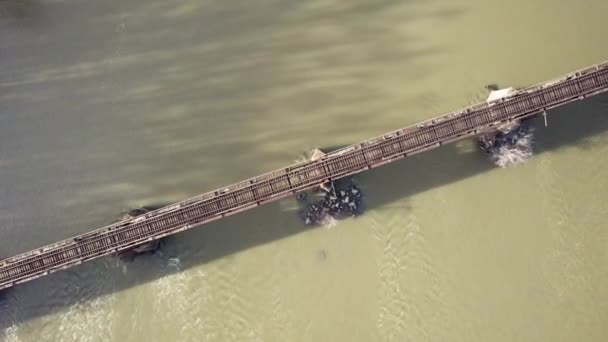 Eski Demiryolu Köprüsü Güney Carolina Daki Çamurlu Catawba Nehri Boyunca — Stok video