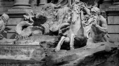 Roma 'daki Trevi çeşmesinin tek renkli ayrıntıları