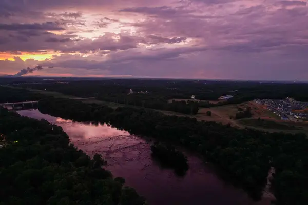 stock image Brilliant skies over and reflected in  the Catawba River in York County, South Carolina