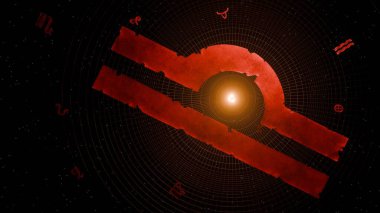 Tanınmış Terazi sembolü ve astrolojik arkaplan 3d oluşturma