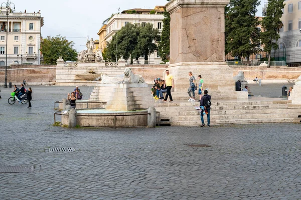 Rome Italy October 2022 People Square Piazza Del Popolo Churches — Stock Photo, Image