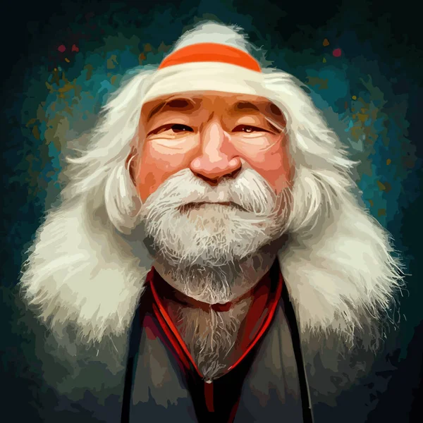 Retrato Santa Claus Interior Fiesta Casa Madera Humor Alegre Año — Vector de stock