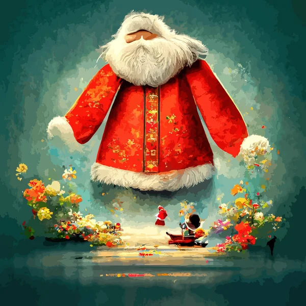 Père Noël Intérieur Festif Dans Une Maison Bois Ambiance Joyeuse — Image vectorielle