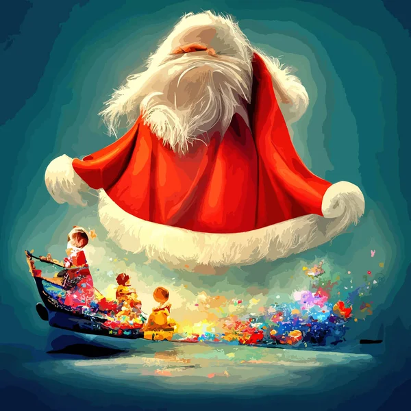 Санта Клаус Святковий Інтер Дерев Яному Будинку Веселий Настрій Нового — стоковий вектор
