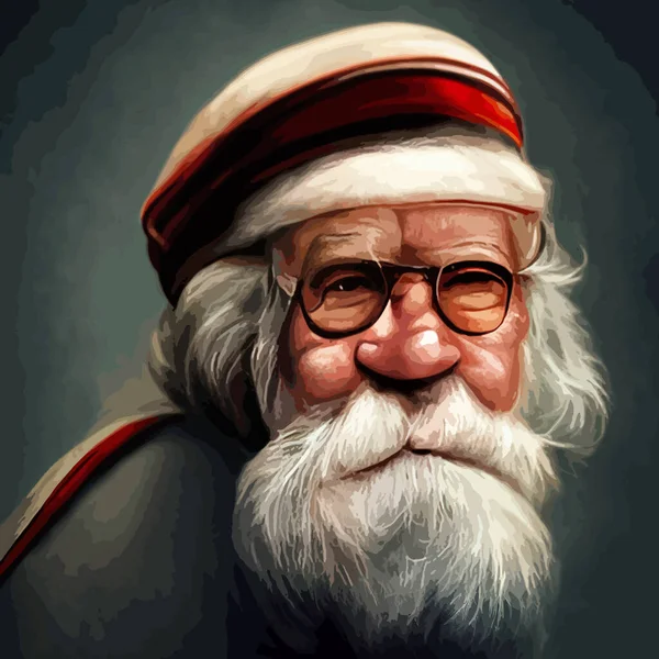 Portrait Père Noël Intérieur Festif Dans Une Maison Bois Ambiance — Image vectorielle