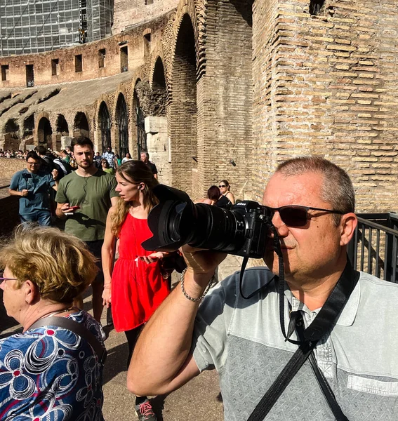 Rom Italien Oktober 2022 Udsigt Til Colosseum Rom Morgensolen Italien - Stock-foto