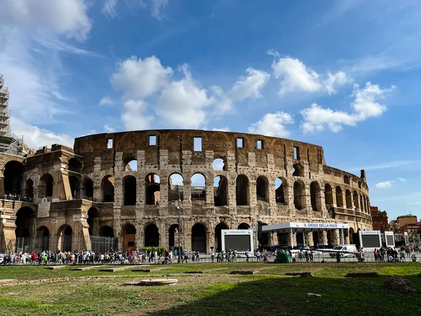Rom Italien Oktober 2022 Utsikt Över Colosseum Rom Och Morgonsolen — Stockfoto