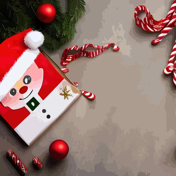 Fondo Navidad Año Nuevo Papá Noel Con Regalos Árbol Navidad — Vector de stock