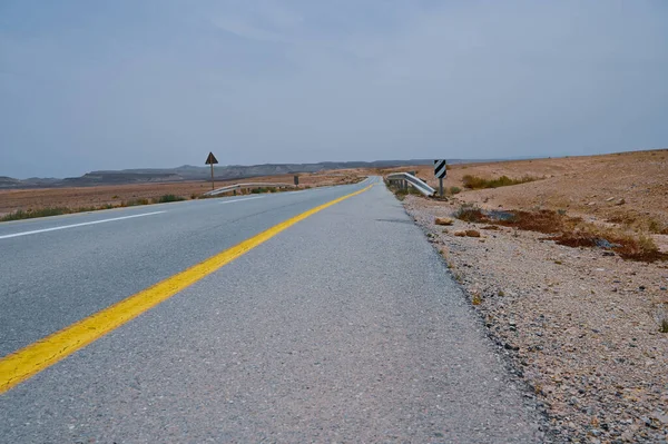 Asphalt Road Negev Desert Landscape Israel High Resolution — Stock Photo, Image