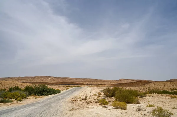Асфальтовая Дорога Пустынный Пейзаж Негева Израиле Высокое Разрешение — стоковое фото