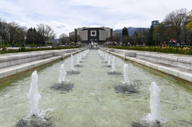 SOFIA, BULGARIA - 15 Nisan 2023: Bulgaristan 'ın Sofya kentindeki Ulusal Kültür Sarayı, 3 Eylül 2016. Sofya Bulgaristan 'ın başkenti ve en büyük kentidir. Yüksek kalite fotoğraf