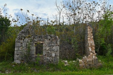 Terk edilmiş, köydeki eski taş ev yıkılmış. Yüksek kalite fotoğraf