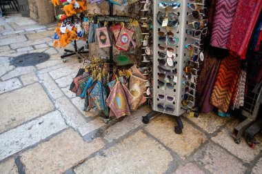 Kudüs, İsrail - 1 Eylül 2023 Eski kasabada pazar pazarı. Yüksek kalite fotoğraf
