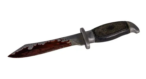Şeffaf arka planda kanlı savaş bıçağı. Yüksek kalite fotoğraf