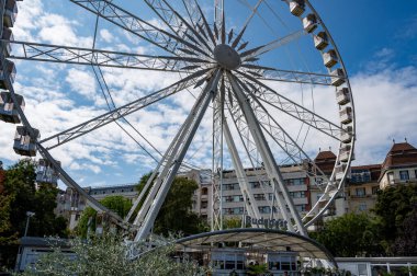 Ferris Wheel In Hungary Budapest. Erzsebet Square, St. Stephen's Basilica, Andrassy Street. Budapest Eye. High quality photo clipart