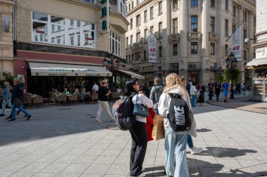 Budapest, Hungary - September 17, 2024: Vaci shopping street in center of Budapest. High quality photo clipart