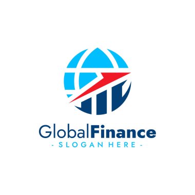 Global Finans Logosu Şablon Tasarımı. İş pazarlama logosu. Vektör illüstrasyonu