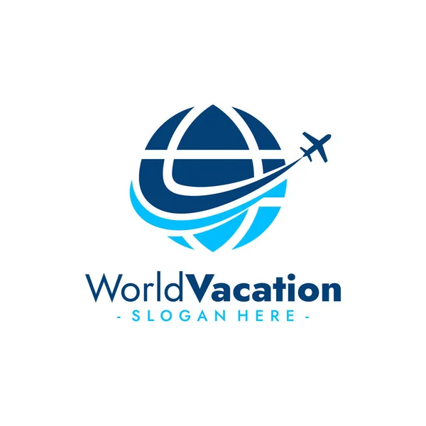 World Vacation Logo Travel Agency Aviation Design Vector Illustration 스톡 벡터