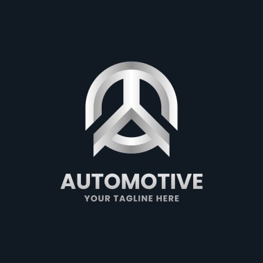 Metal geometrik harf A ve T logo tasarım vektörü.