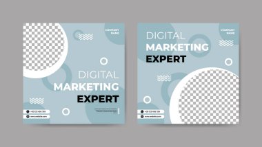 Dijital gelişim sosyal medya paylaşım şablonları koleksiyonu. Kare afiş tasarımı arkaplanı.