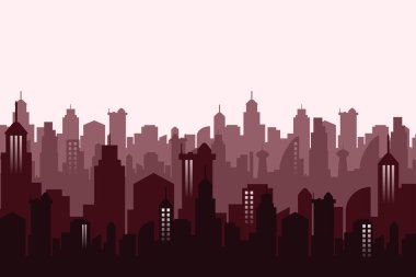 Modern şehir manzarası silueti arka planı. Vektör illüstrasyon afişi şablonu