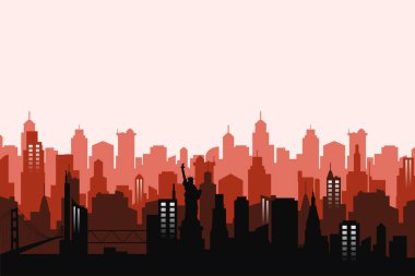 New York Birleşik Devletleri silueti. Moda şehir manzarası silueti