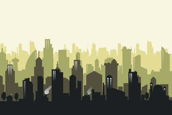 The environmental cityscape silhouette background. Vector illustration banner template
