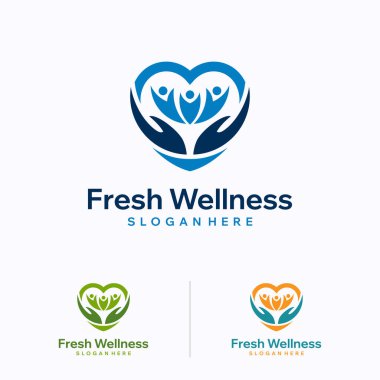Taze sağlık logosu tasarım şablonu. İnsan ve aşk kavramı. Yaratıcı vektör sembolü.