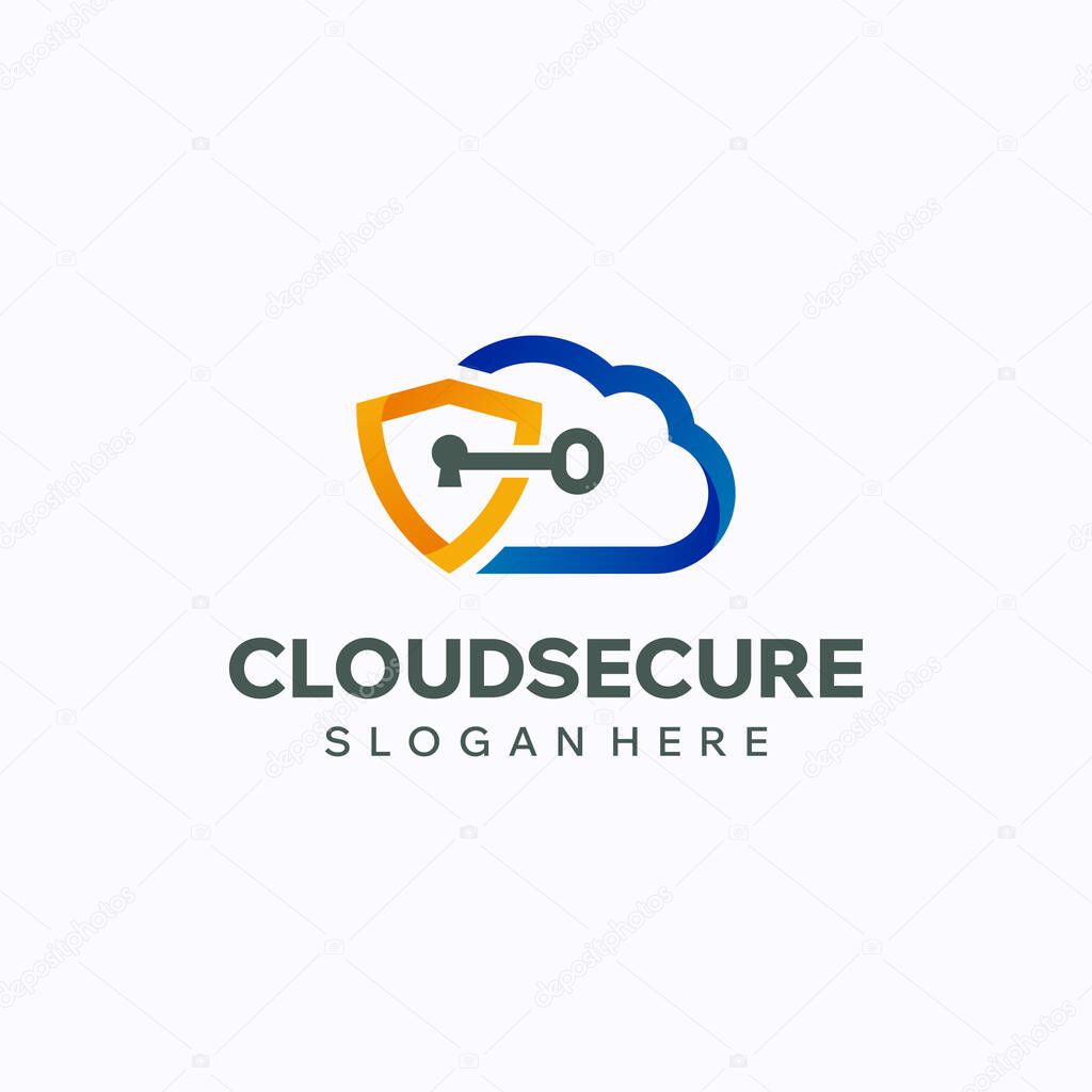 Cloud privacy logo design template. Software security and protection concept. Creative vector symbol.