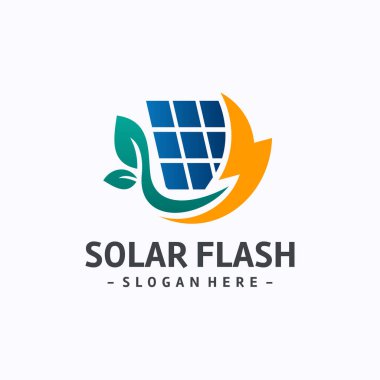 Güneş enerjisi, ekoloji solar logo vektörü