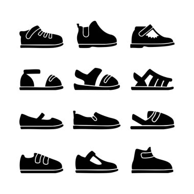 Ayakkabı varyasyon biçiminin vektör illüstrasyonu