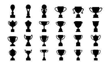 Bir kupa silueti. Siyah ve Beyaz Vektör İllüstrasyonu