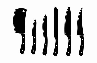 Bıçak silueti. Siyah ve Beyaz Vektör İllüstrasyonu