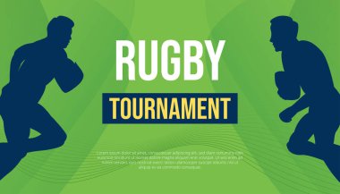 Rugby Turnuva Posteri Dinamik Oyuncu Siluetleri ve Cesur Tipografi