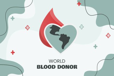 Dünya kan bağışı günü tebrik kartı. İnsan tansiyonu konsepti.