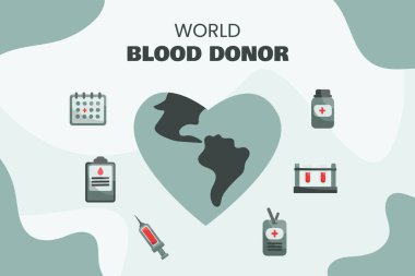 Dünya kan bağışı günü tebrik kartı. İnsan tansiyonu konsepti.