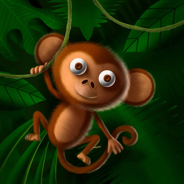Roztomilé Hračky Opice Charakter Ilustrace — Stock fotografie