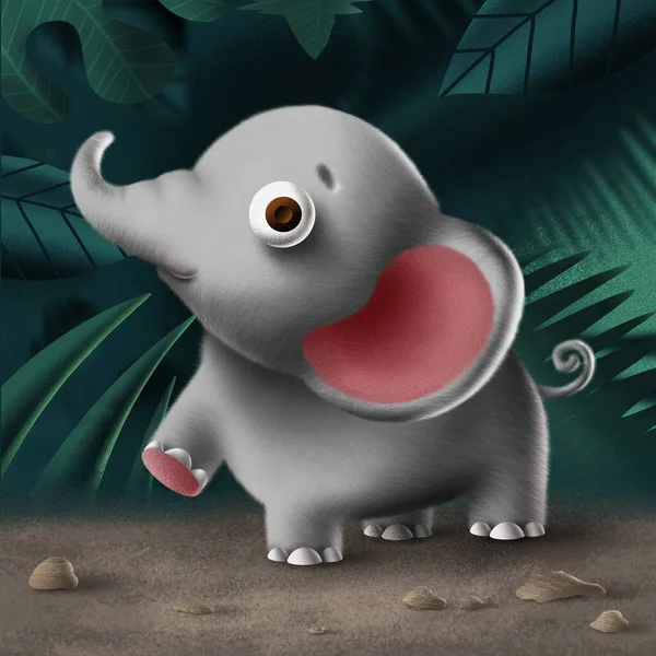 Roztomilý Hračka Slon Charakter Ilustrace — Stock fotografie
