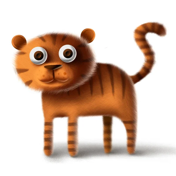 Aranyos Játék Tigris Karakter Illusztráció — Stock Fotó