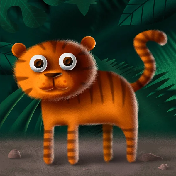 Simpatico Giocattolo Tigre Personaggio Illustrazione — Foto Stock